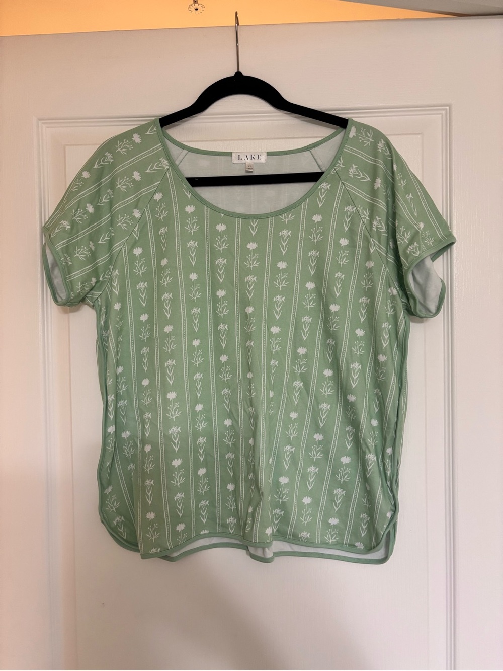 LAKE Green Floral Stripe Pajama Set (large / tall) - Picture 2 of 3